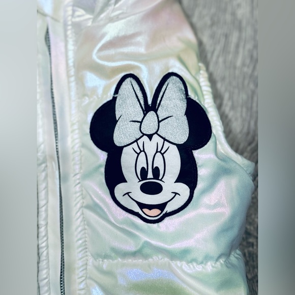 Disney 2T Minnie Mouse Iridescent Puffer Vest with Bow & Ears on hood. - Picture 3 of 6